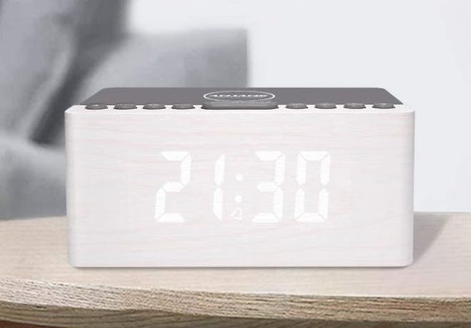 ANJANK Wooden Wireless Charging Alarm Clock
