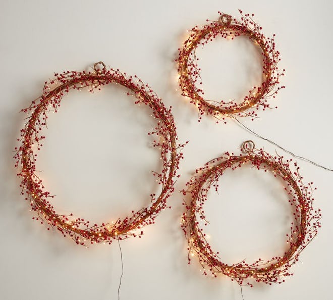 Handcrafted Rattan Rings with Twinkle Lights - Set of 3