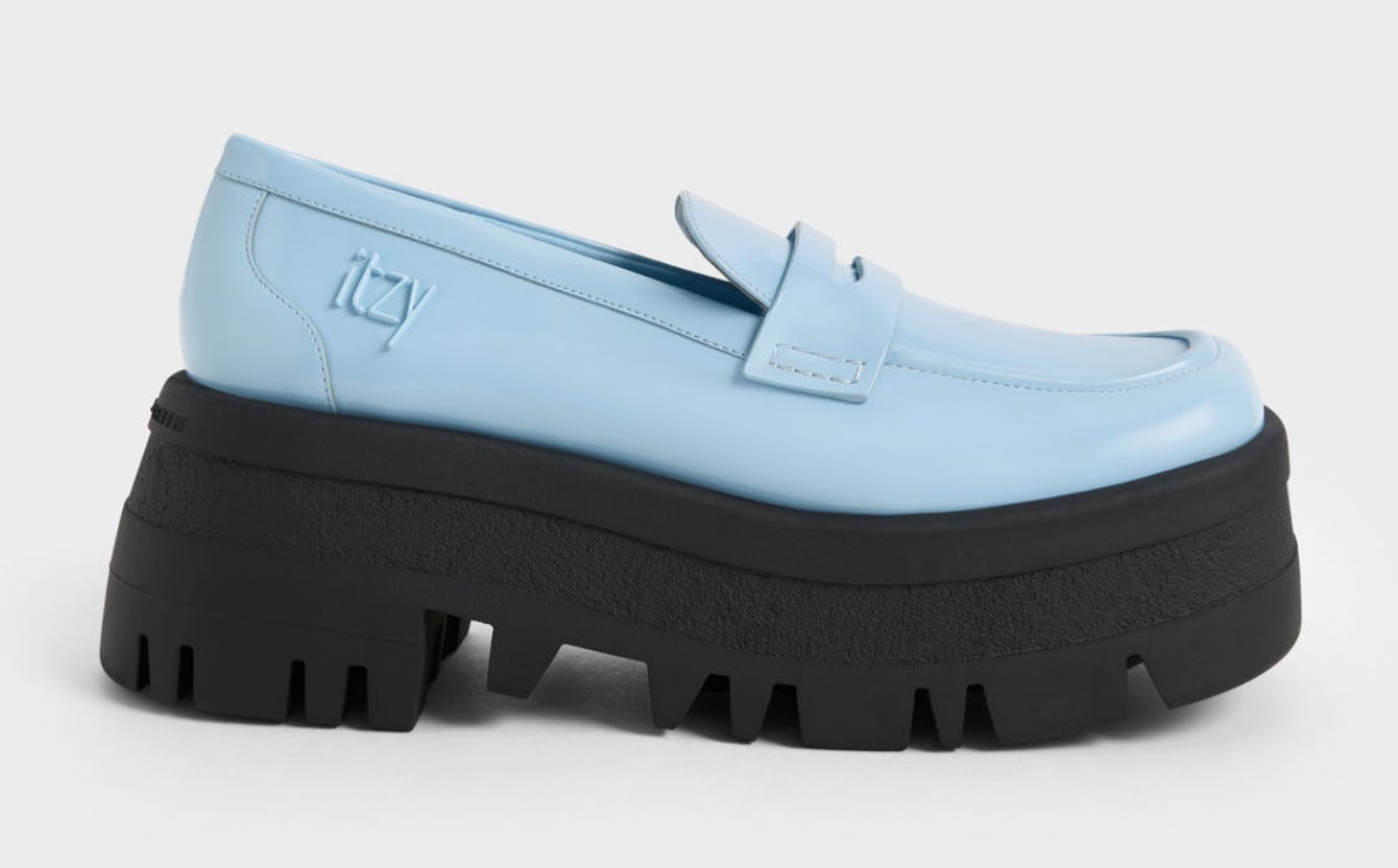 Rainier Chunky Platform Penny Loafers in Light Blue