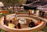 'Love Island' contestants gathered around the fire pit