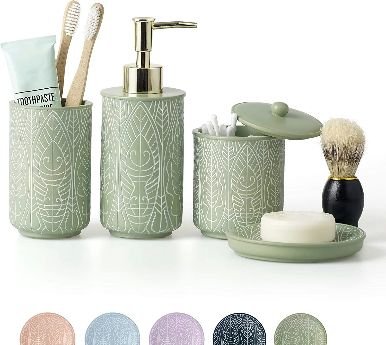 VIRTUNE Premium Pastel Green Bathroom Accessories Set