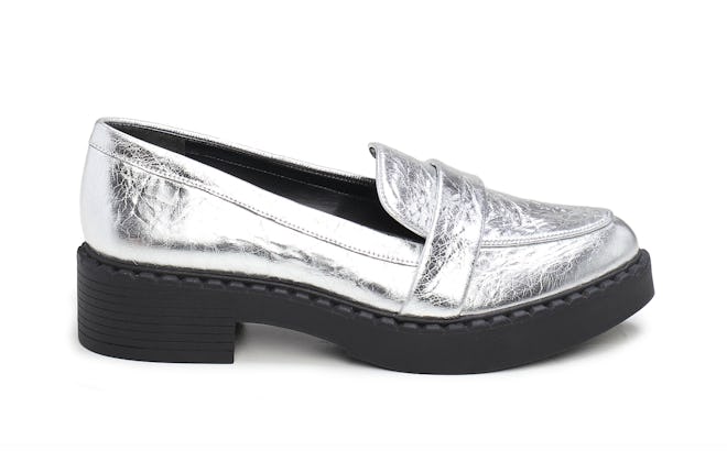 Echika Platform Loafer in Silver Metallic