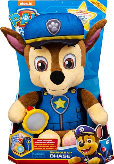 This 'Paw Patrol' Snuggle Up Chase Plush is one of the top toys for 3-year-olds.