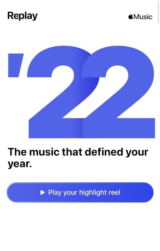 A screenshot of the 2022 Apple Music Replay homepage.