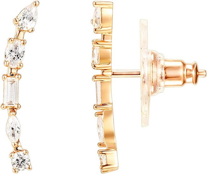 PAVOI 14K Gold Plated Cubic Zirconia Ear Crawler Earrings