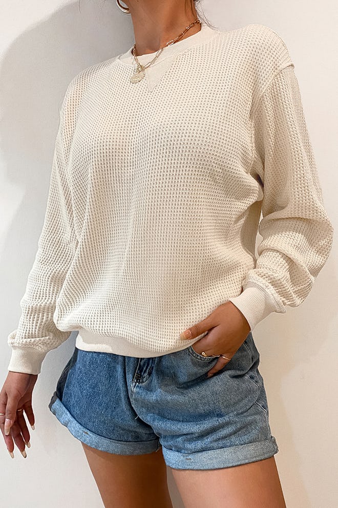 Nevaeh Cream Drop Shoulder Sweater