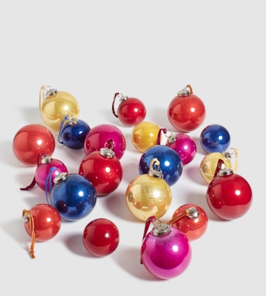 Set Of 20 Mixed Glass Bauble Tree Decorations - Multi