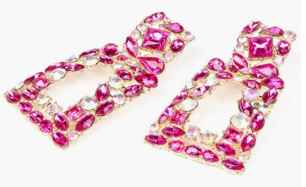 Kelmall Rhinestone Rectangle Dangle Earrings