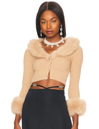 Fur trimmed cardigan sales zara