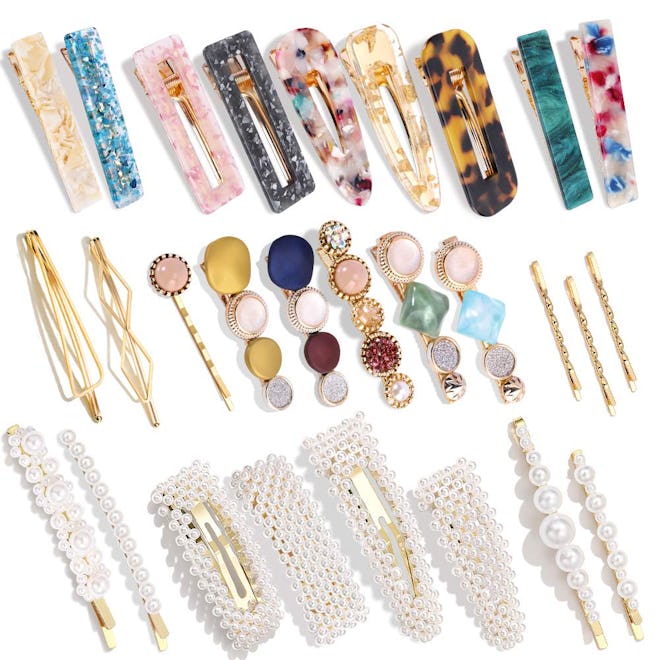 Magicsky Hingwah Pearls and Acrylic Resin Hair Clips (28-Pieces)