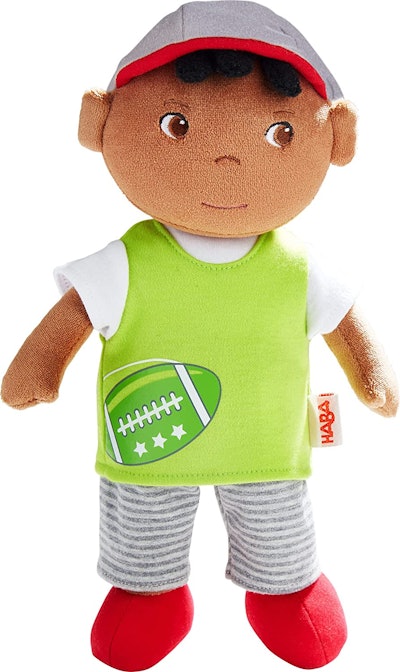 HABA Snug Up Soft Doll Mason is a popular 2022 holiday toy for babies