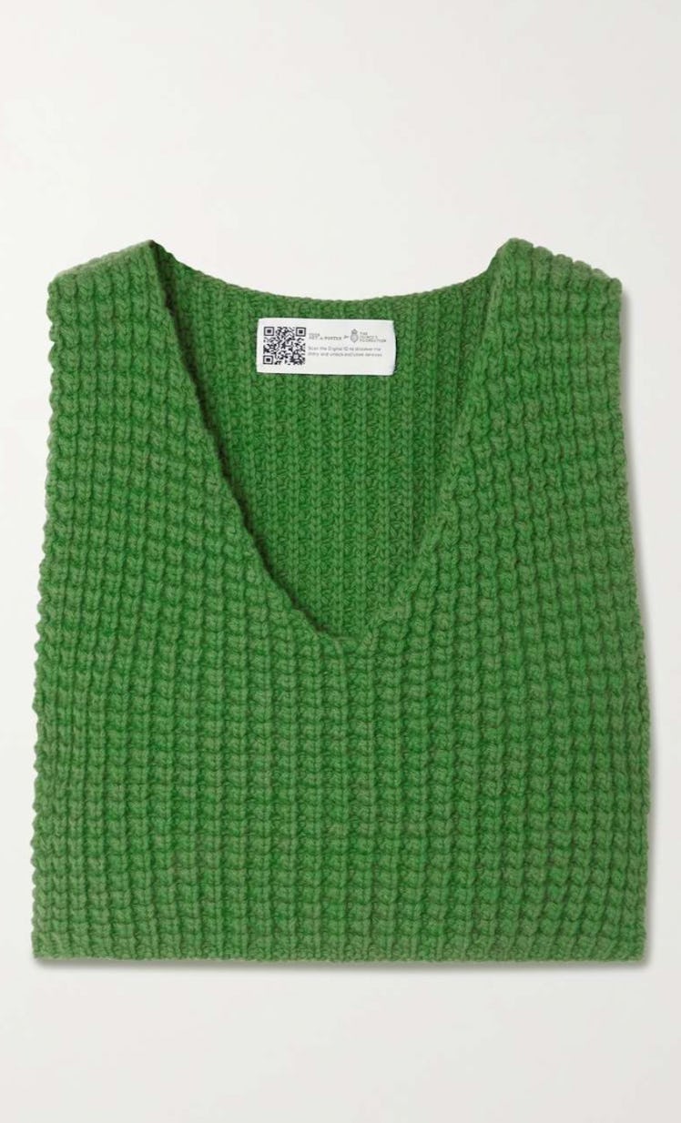 Cropped ribbed wool tank