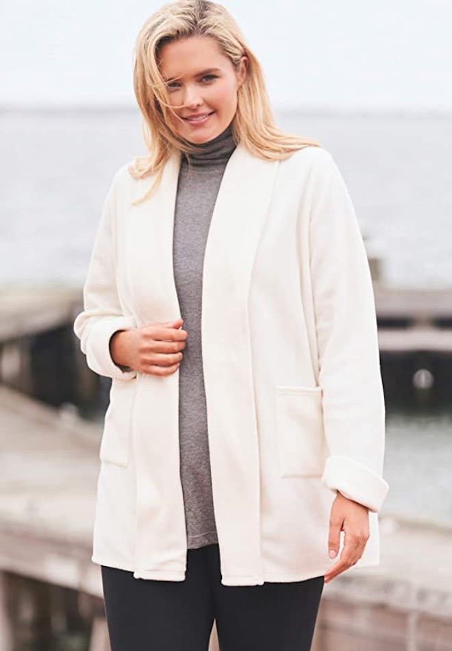 Woman Within Microfleece Cardigan