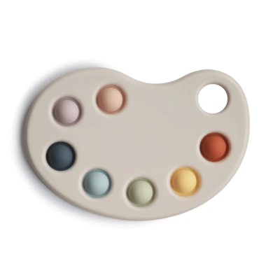 Mushie Paint Palette press toy is a popular 2022 holiday toy for babies