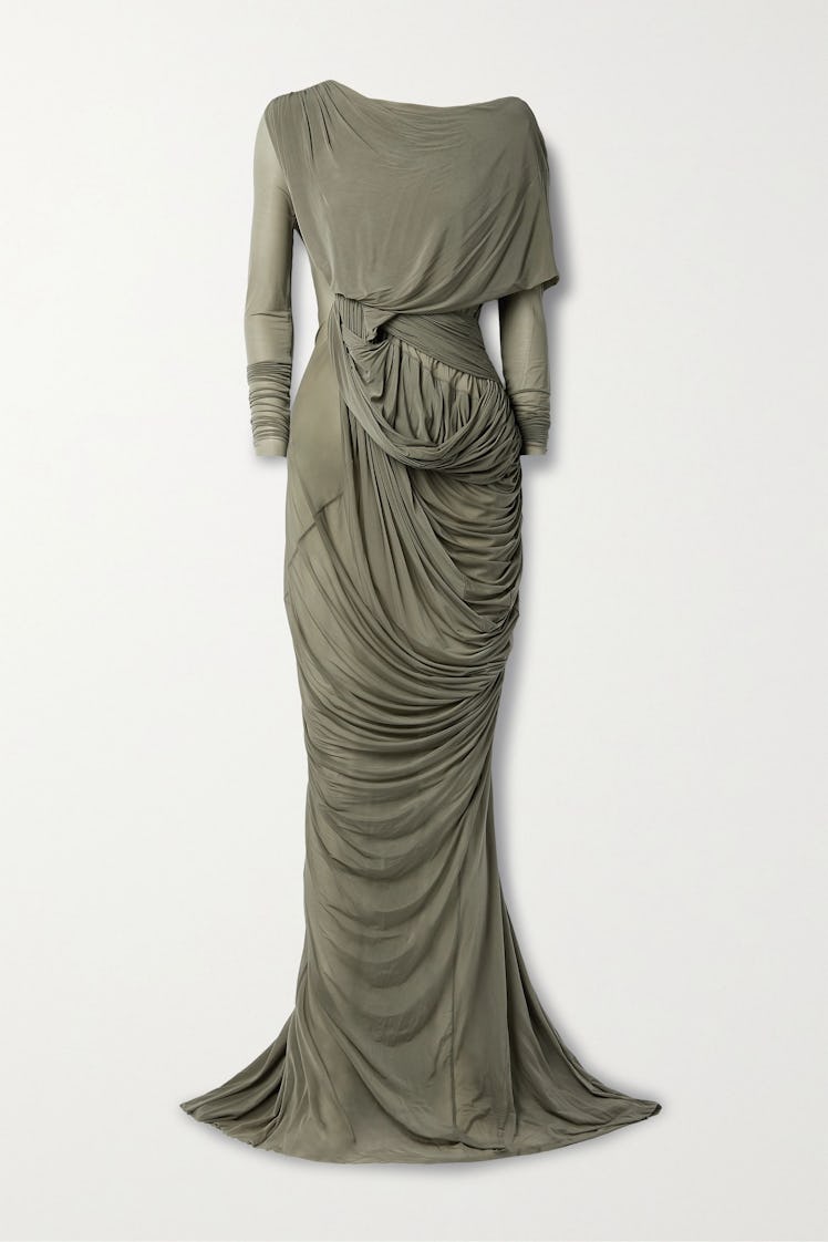 Rick Owens draped green gown