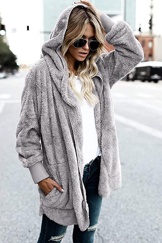 Zilcremo Fuzzy Hooded Cardigan