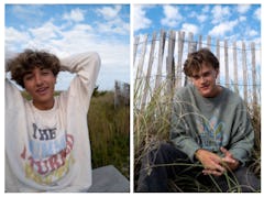  Gavin Casalegno and Christopher Briney in American Eagle's "The Summer I Turned Pretty" sweatshirts...