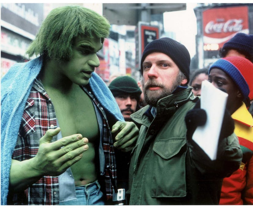 Lou Ferrigno and Kenneth Johnson filming the series in New York City.