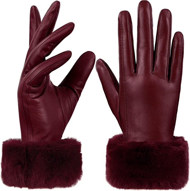 GSG Leather Gloves with Fur Cuff