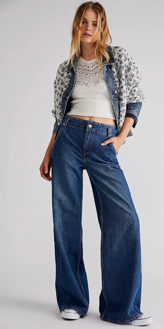Free People Harlow Mid-Rise Wide-Leg Jeans