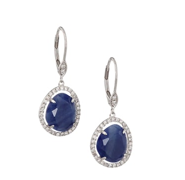 Meira T 14K White Gold, Diamond & Blue Sapphire Drop Earrings