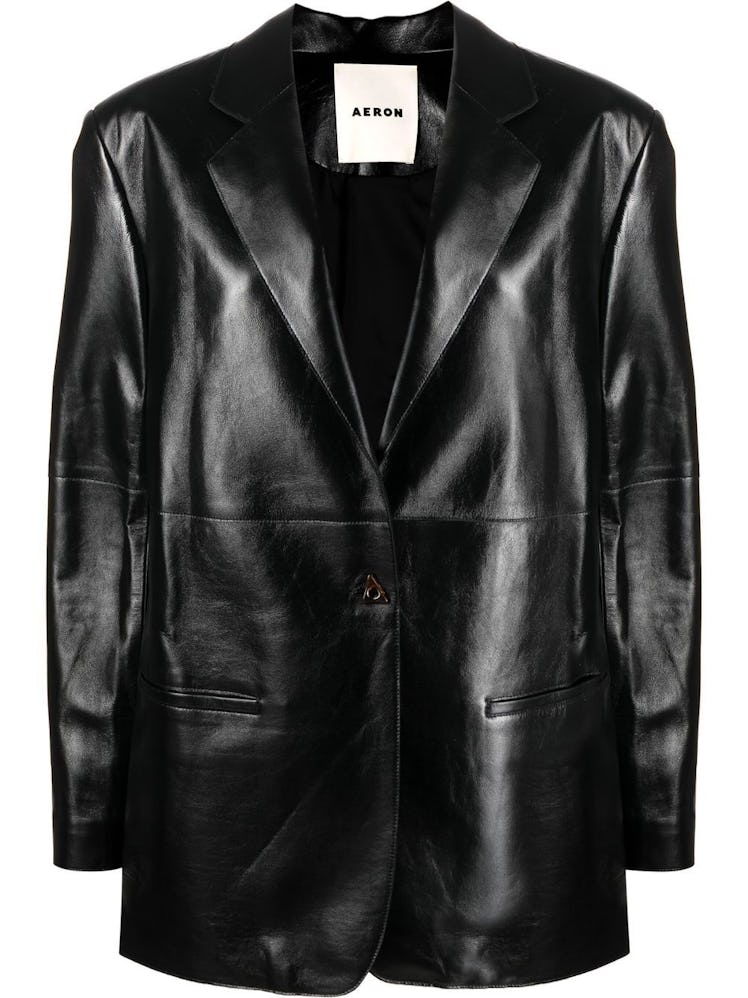 AERON black glossy leather blazer
