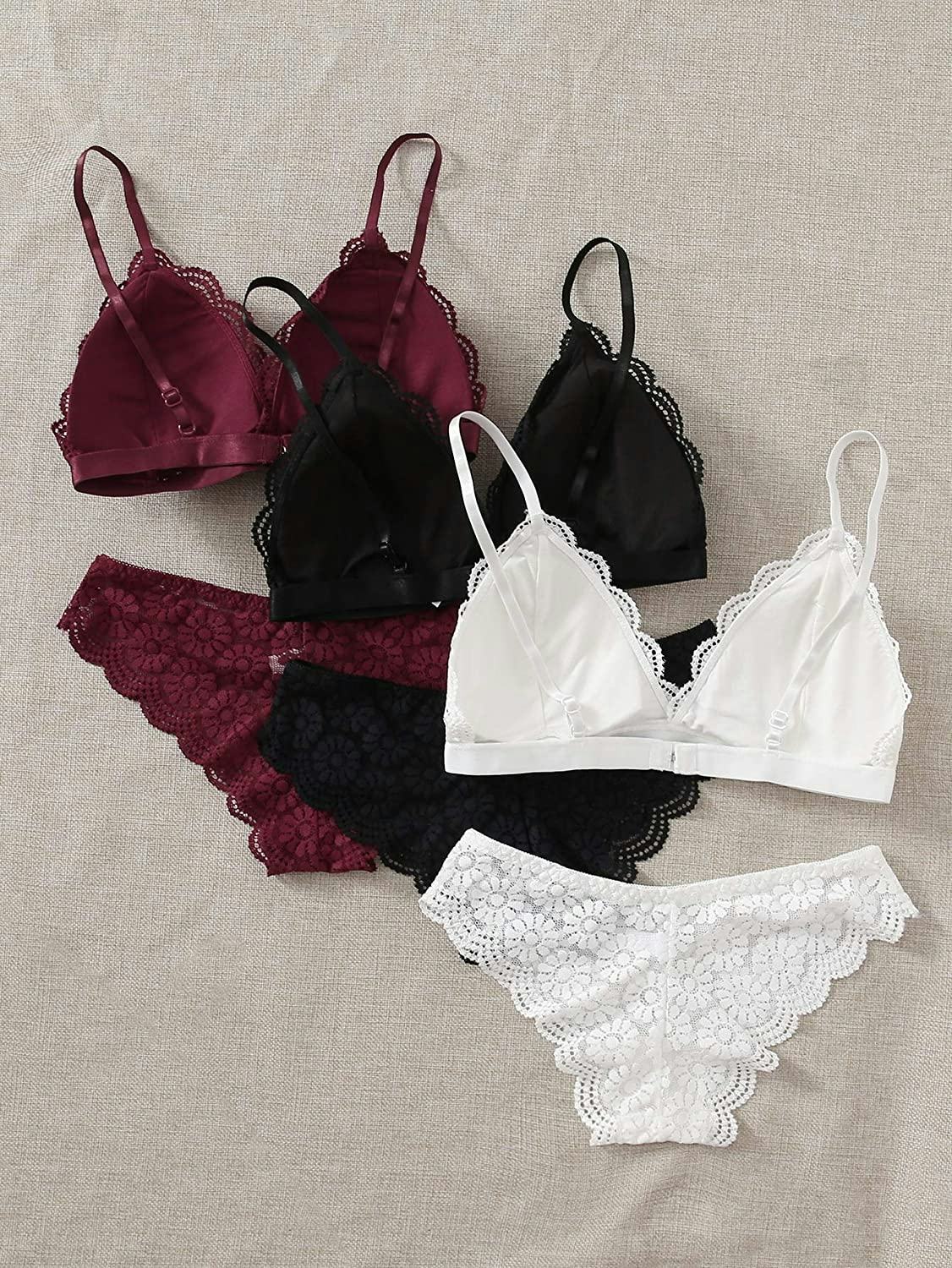 MakeMeChic Lace Bra and Panty Set (6 Pieces)