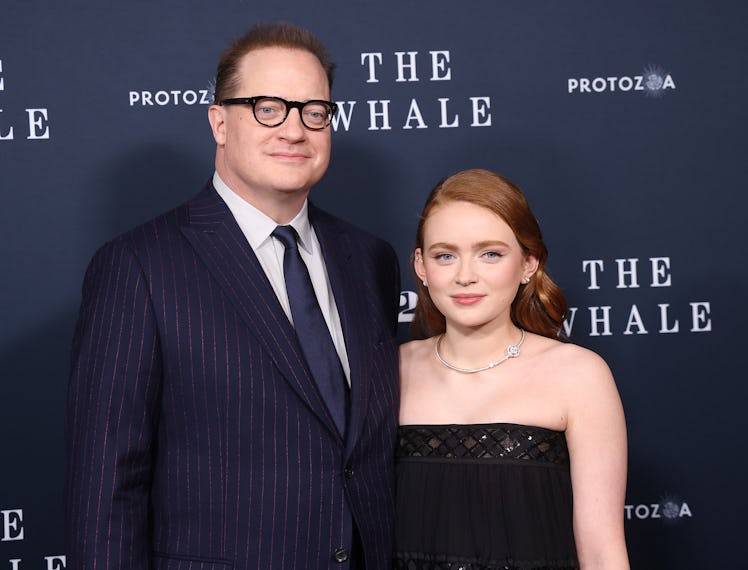 Brendan Fraser and Sadie Sink attend a New York screening of "The Whale" at Alice Tully Hall, Lincol...