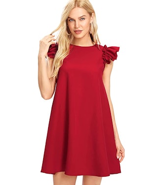 Romwe Ruffle Trim Sleeve Dress