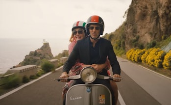 Tanya (Jennifer Coolidge) and Greg (Jon Gries) on their romantic Sicilian holiday. 