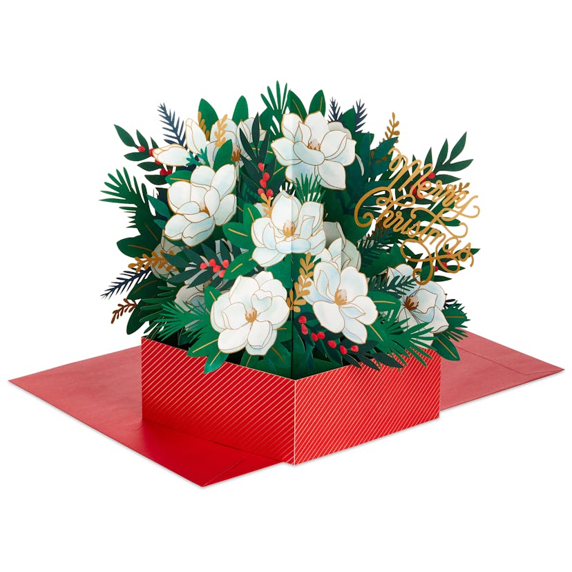 Jumbo Holiday Flower Bouquet 3D Pop-Up Christmas Card
