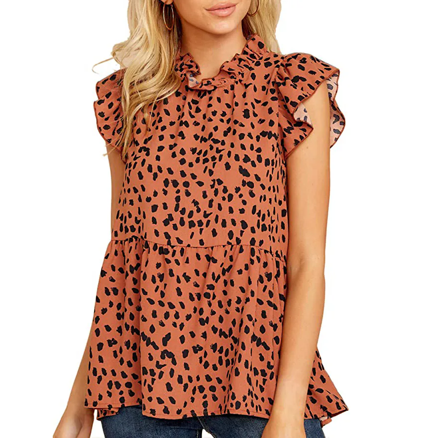 Angashion Ruffle Neck Top