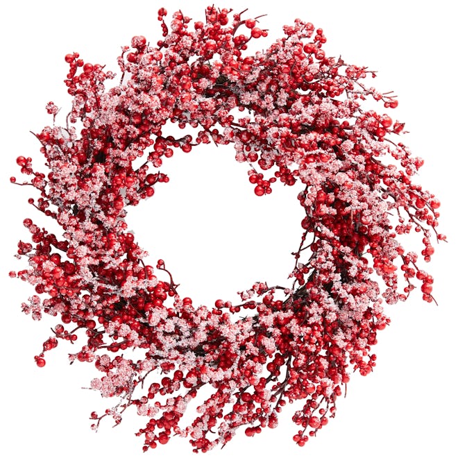 Snow Frosted Red Berry Christmas Wreath