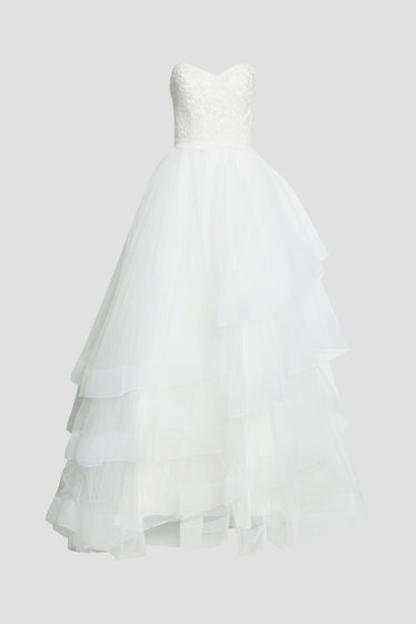 THEIA strapless tulle bridal gown