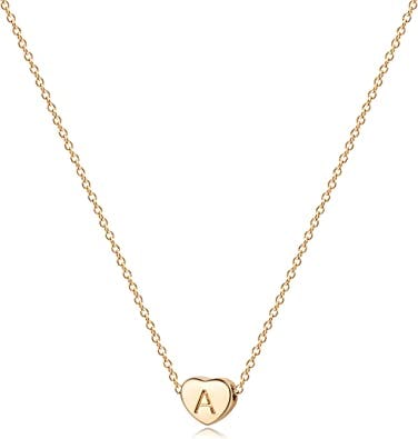 Fettero Tiny Gold Initial Heart Necklace