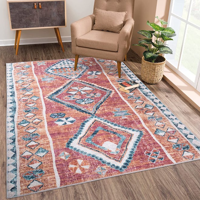 This machine-washable rug under kitchen table comes in lots of fun and unique designs.