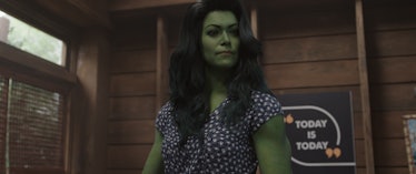 Jennifer Walters (Tatiana Maslany) stands in a cabin in She-Hulk: Attorney at Law Season 1