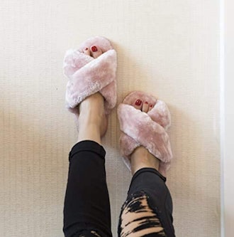 Crazy Lady Plush Open Toe Slippers