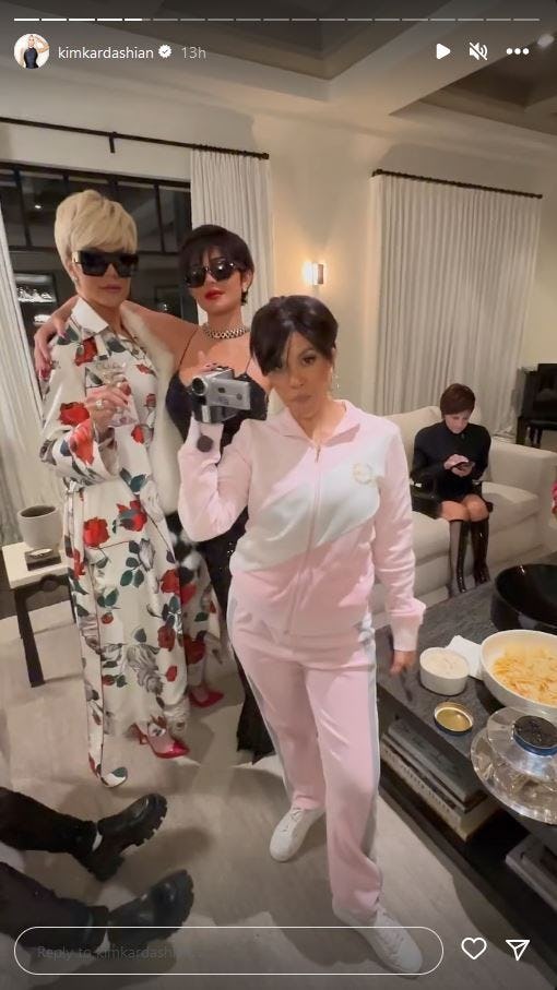 Khloé Kardashian, Kourtney Kardashian, and Kylie Jenner dressed as different version of their mom, K&hellip;