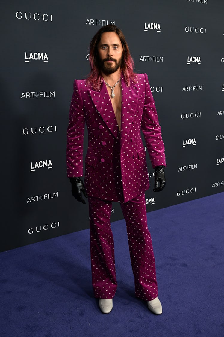 Jared Leto, wearing Gucci, attends the 2022 LACMA ART+FILM GALA Presented By Gucci at Los Angeles Co...