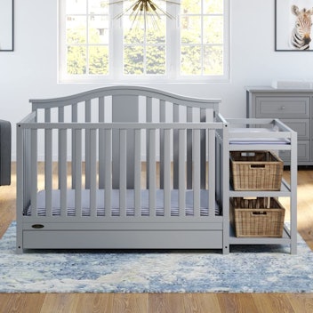 grey Graco Solano 5-in-1 Convertible Crib and Changer