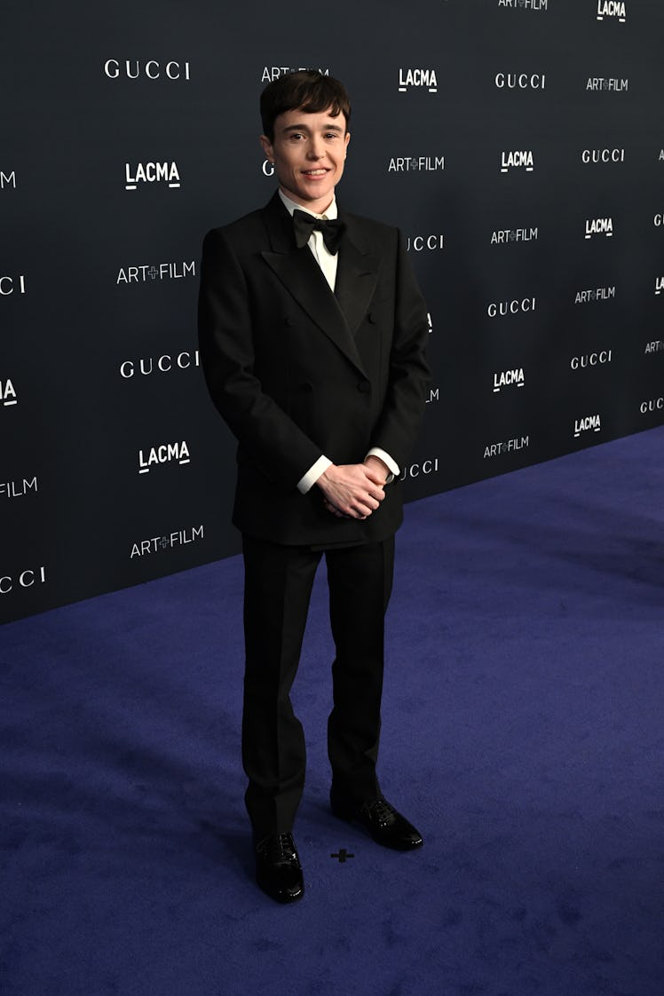 Elliot Page, wearing Gucci, attends the 2022 LACMA ART+FILM GALA Presented By Gucci at Los Angeles C...