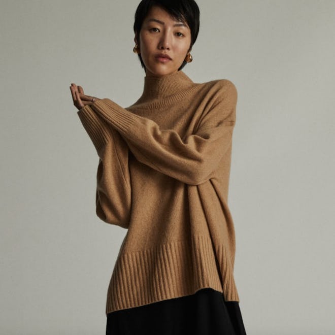 The ReCashmere Oversized Turtleneck in Light Camel