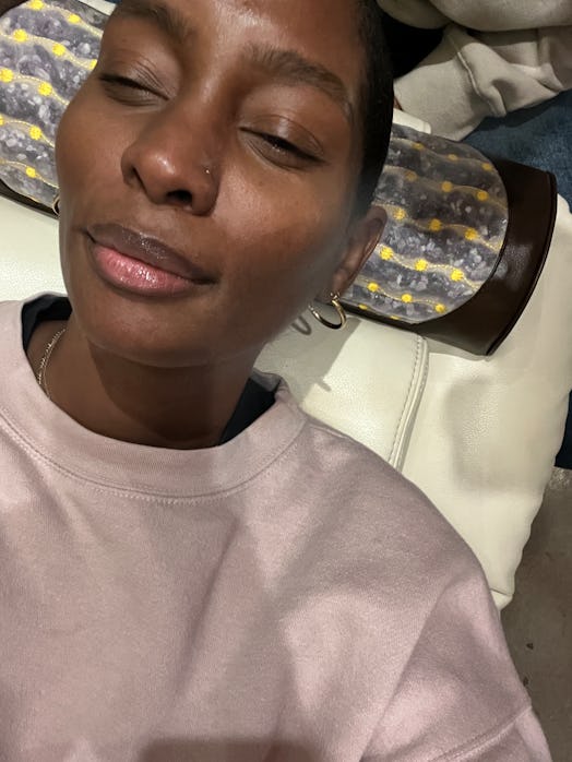 Trying a cryofacial treatment.