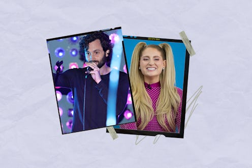 Penn Badgley, of Netflix's 'You', and singer Meghan Trainor, performing separately in New York, 2022