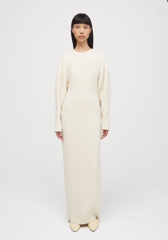Idaho Long Cashmere Dress in Cream