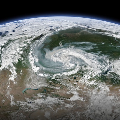 satellite image of smoke swirling over Siberia