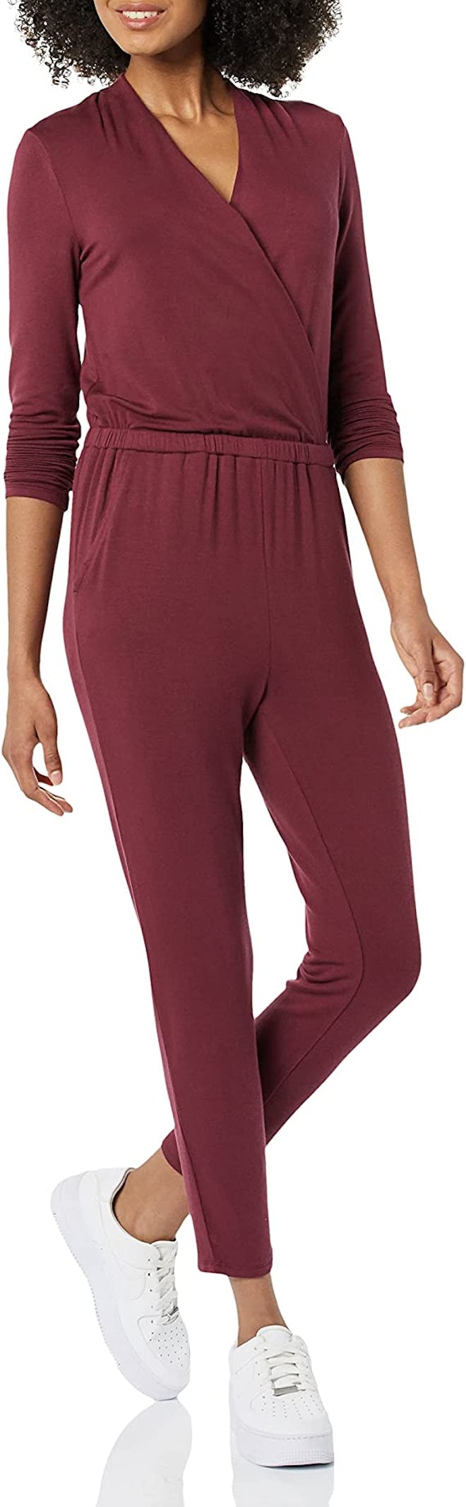 Daily Ritual Terry Long-Sleeve Wrap Jumpsuit