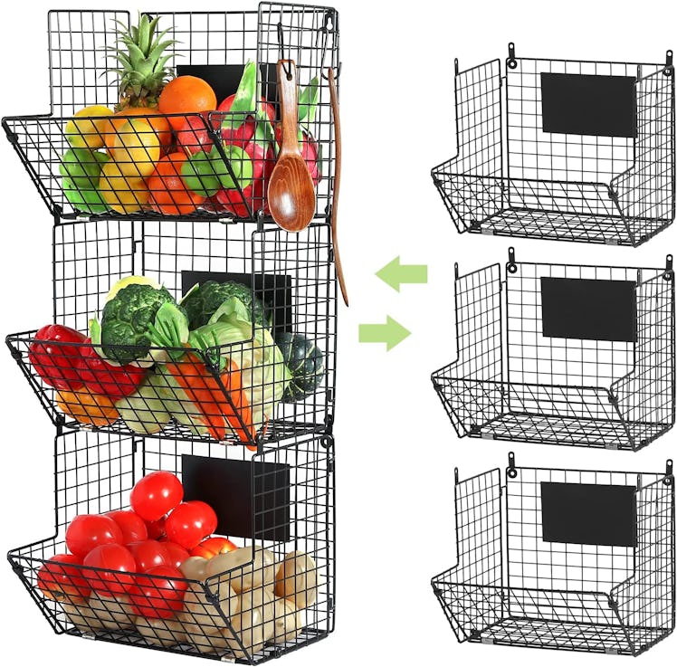 X-cosrack 3 Tier Wall Storage Basket Organizer