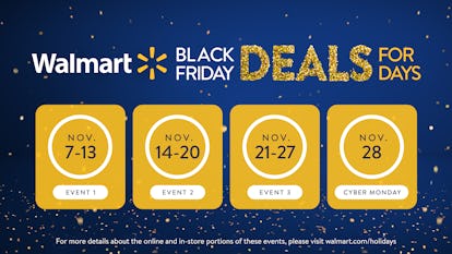 Black Friday 2022 | Todo lo que debes saber sobre las ofertas de Walmart este año 1 Walmart's Black Friday 2022 Deals for Days sales happen every Monday in November.